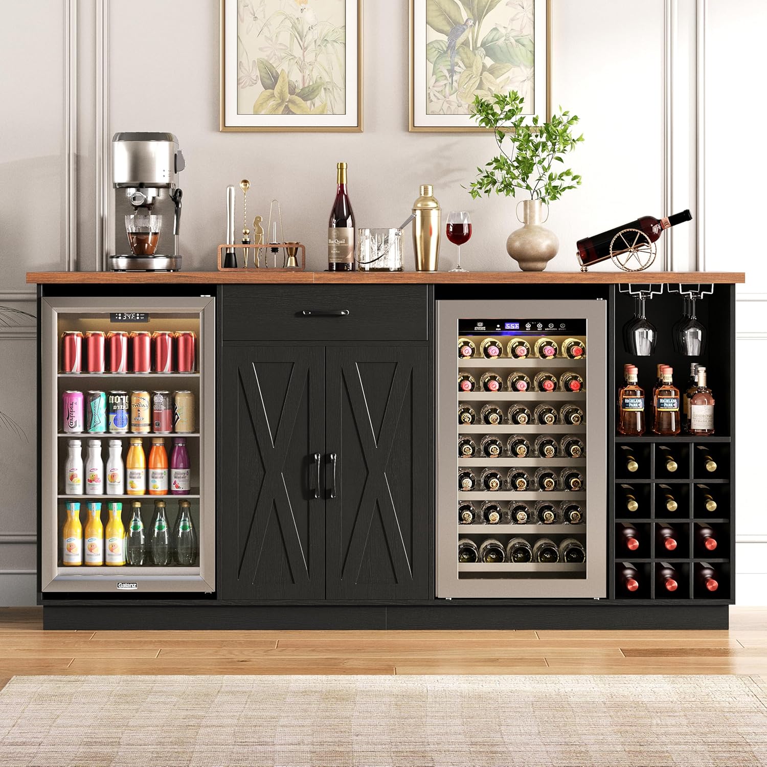 Coffee Equipment Rack - 78,74 inch grote koffiebar-kast met koelkastruimte,