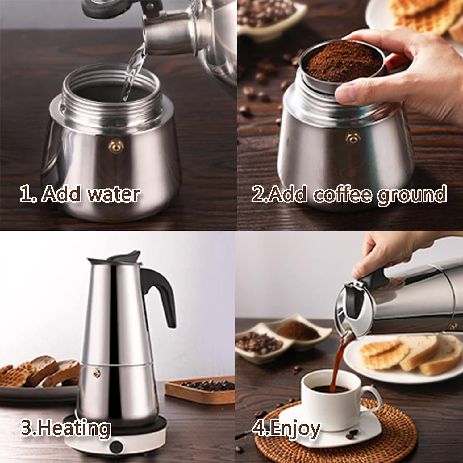 4/6/9 Cups Moka Pot Caffe Mach - Coffee Equipment Wholesale recensie en prijs